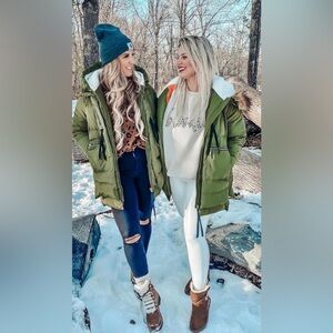 New Orolay women Olive Hooded Puffer Coat